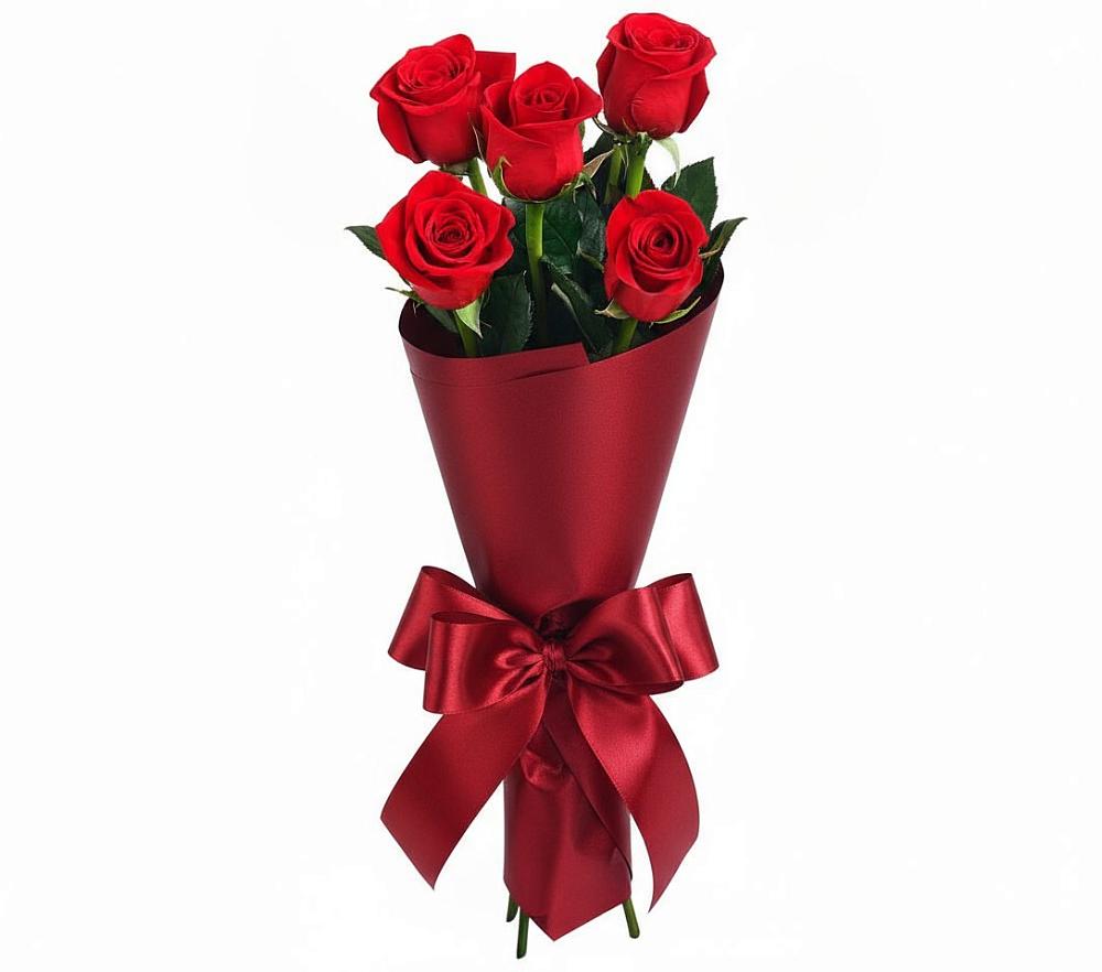 Букет 5 Красных роз Эдлесс Лав в Цветочный
