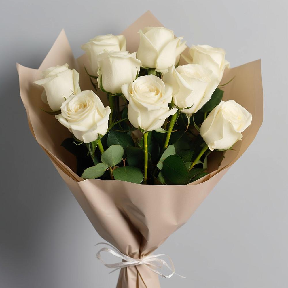 Букет 9 Белых роз Эдлесс Лав в Цветочный