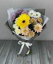 Букет цветов из:  Розы, Герберы и Хризантемы в Цветочный