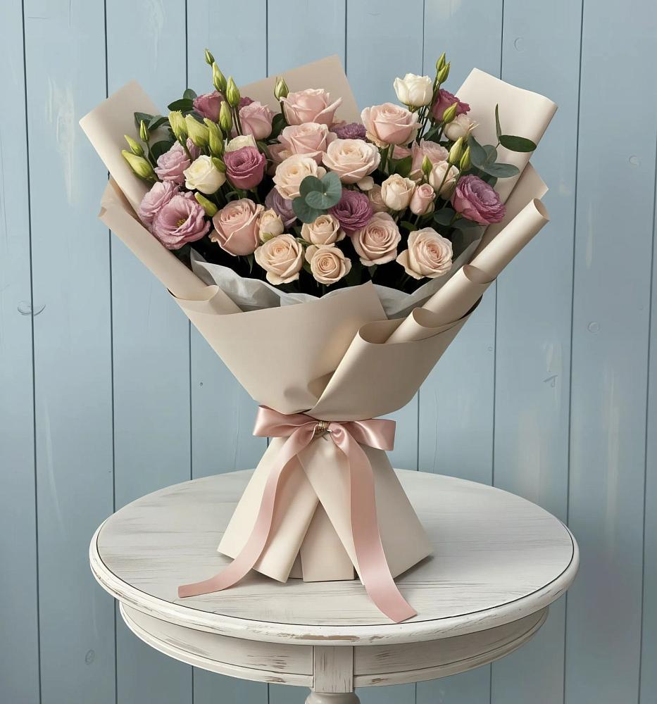 Букет цветов из: Розы и Лизиантусы в Цветочный