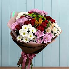 Букет цветов из:  Розы, Хризантемы и Альстромерии в Цветочный
