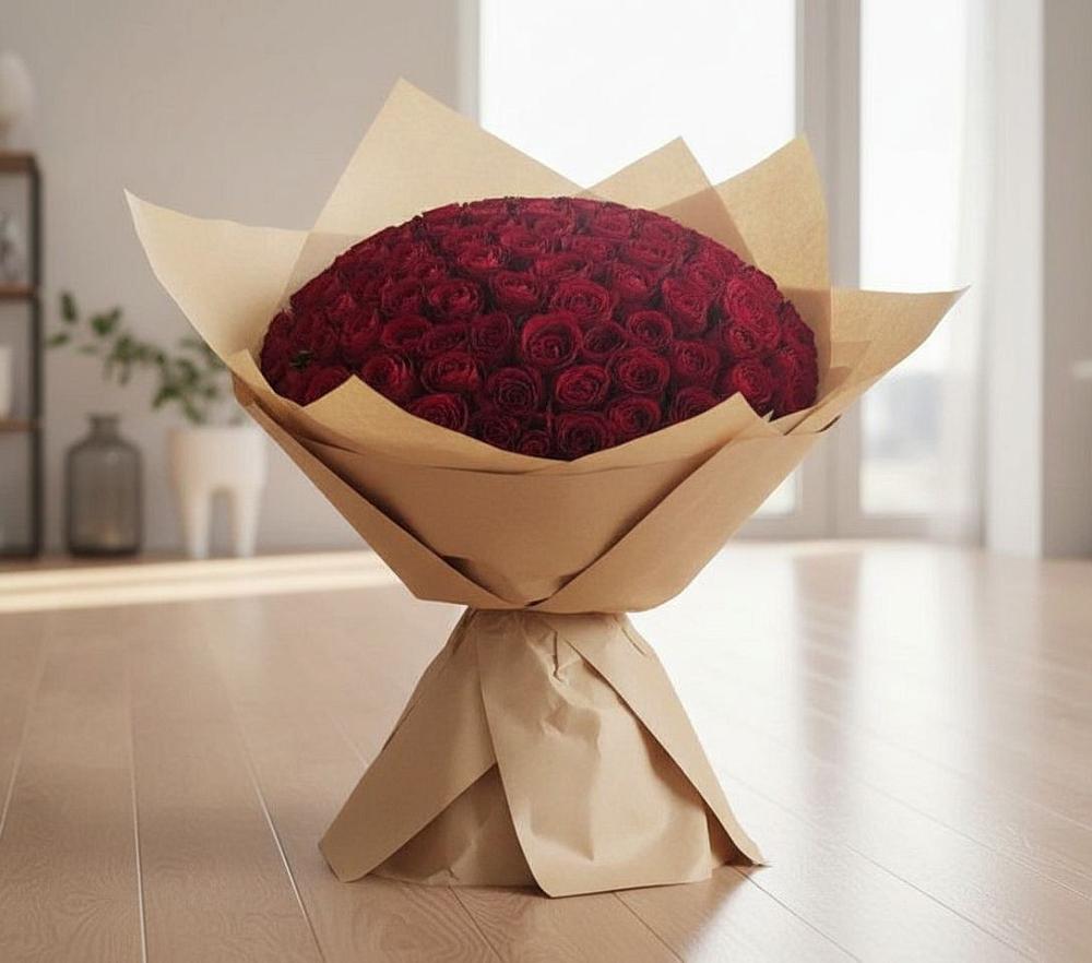 Букет 101 Красная роза в Цветочный