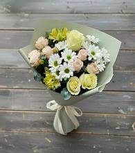 Букет цветов из:  Альстромерии, Розы и Хризантемы в Цветочный