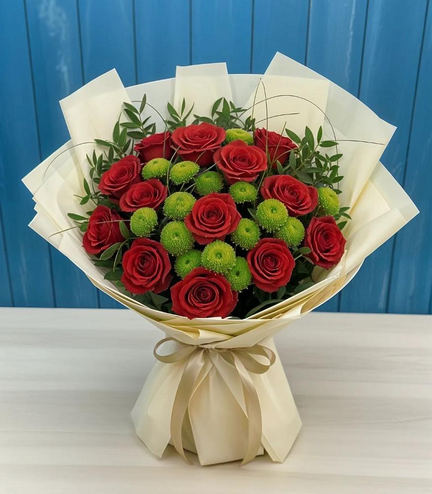 Букет цветов из: Розы и Хризантемы в Цветочный