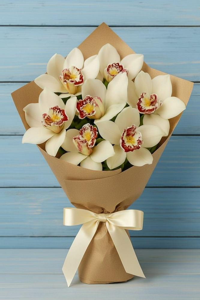 Букет цветов из: Орхидеи и Розы в Цветочный