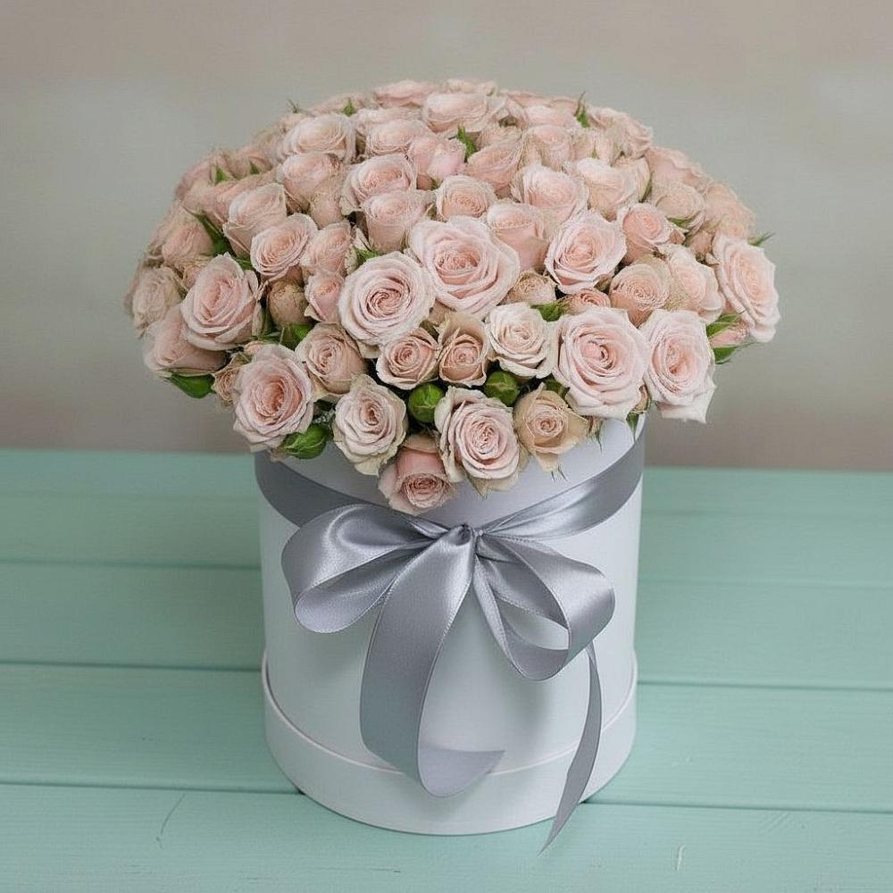 Цветочная композиция из Розы в шляпной коробке в Цветочный